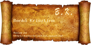 Benkő Krisztina névjegykártya